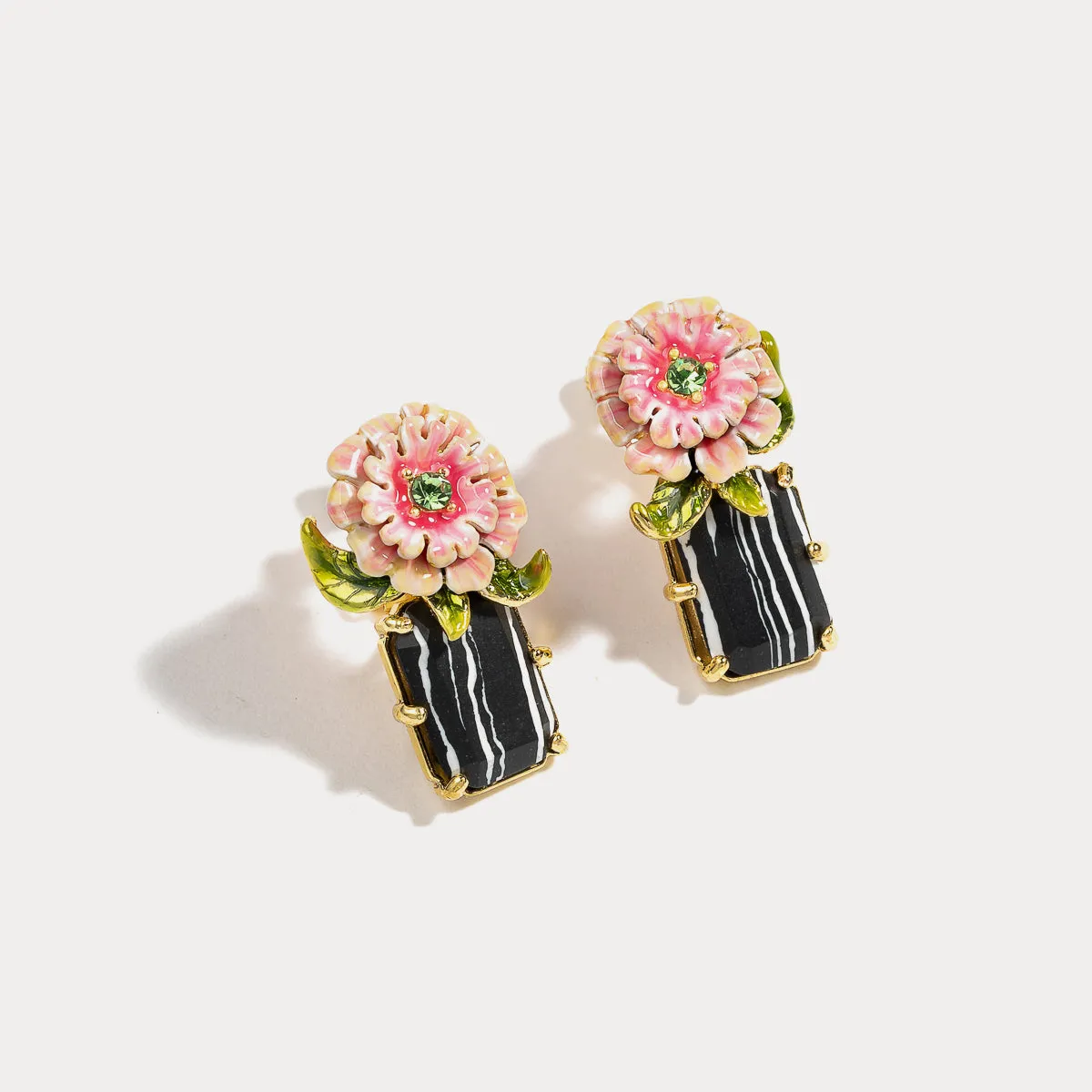 Pink Peony Earrings