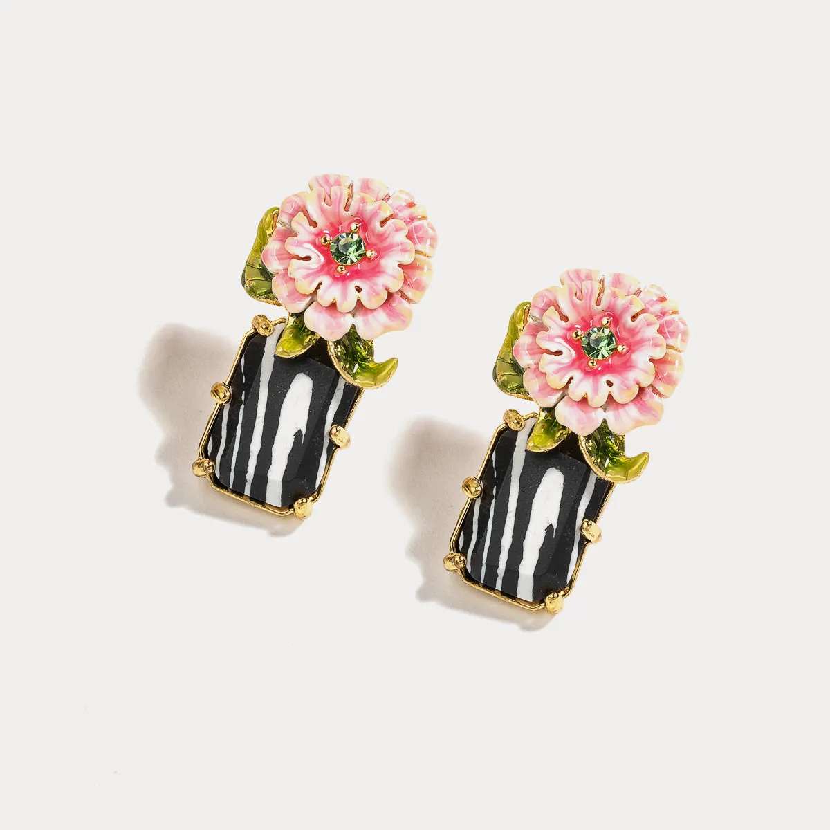 Pink Peony Earrings