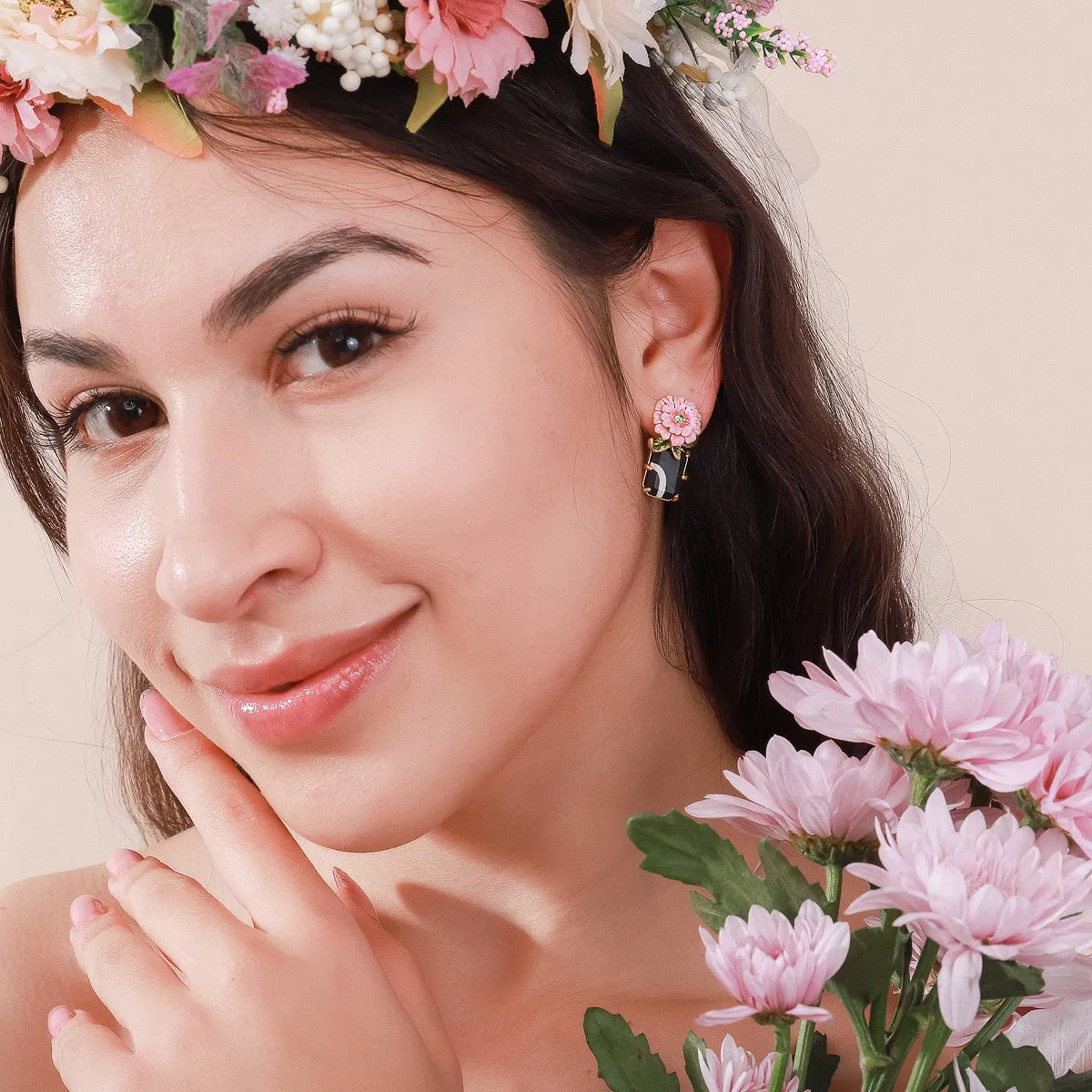 Pink Peony Earrings