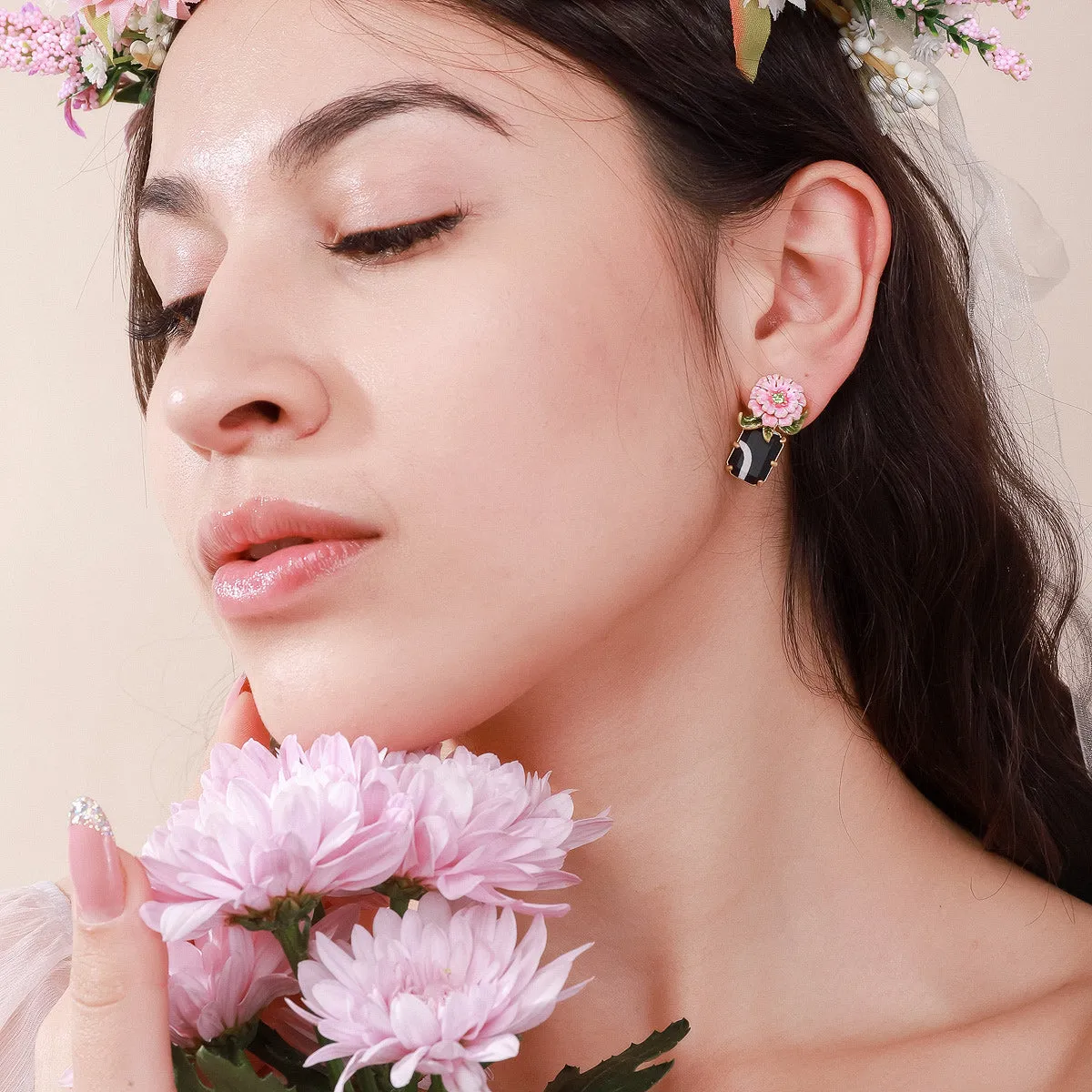 Pink Peony Earrings