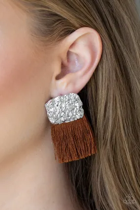 Plume Bloom Brown Post Earrings