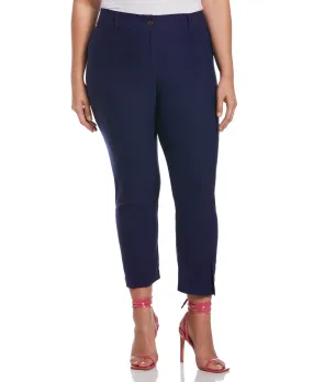 Plus Size Classic Fit Seamed Straight Leg Crop Pant with Vents