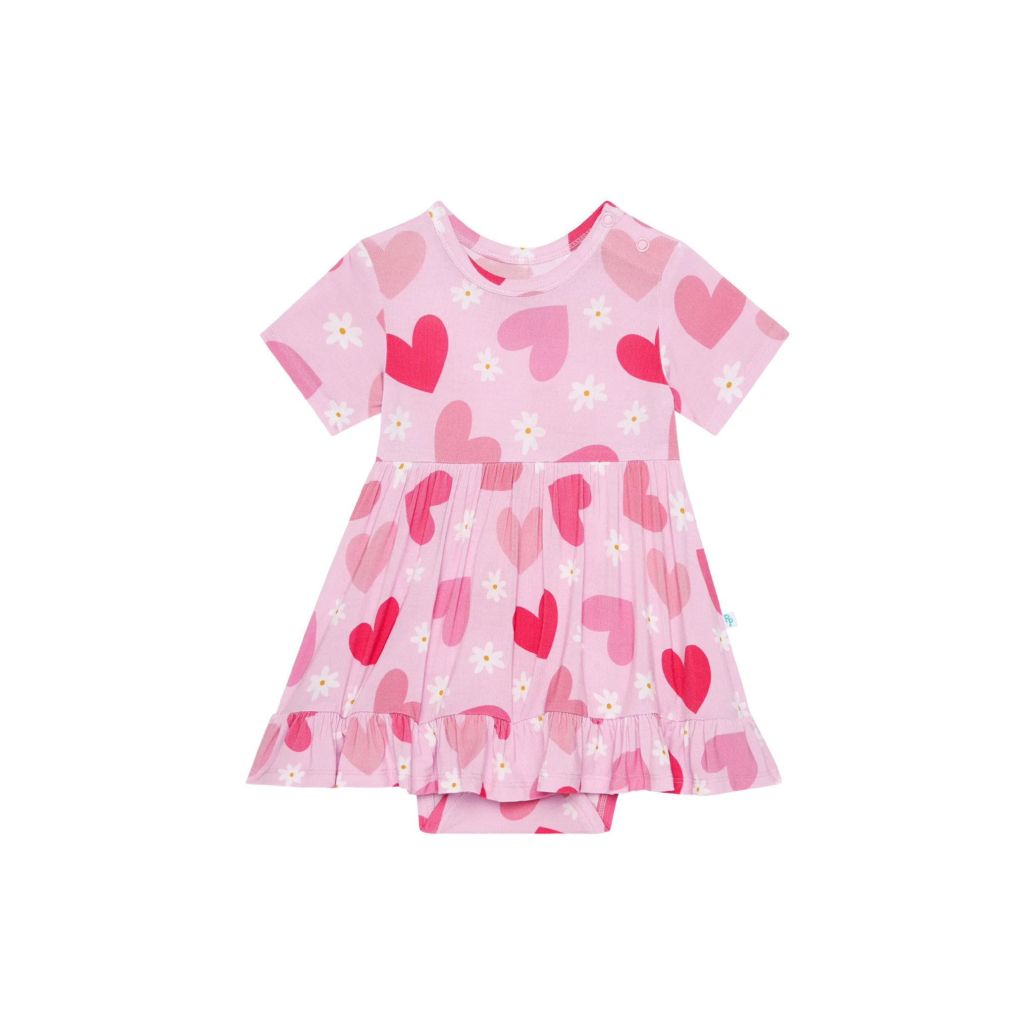 Posh Peanut Daisy Love Short Sleeve Ruffled Bodysuit Dress