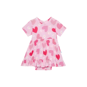 Posh Peanut Daisy Love Short Sleeve Ruffled Bodysuit Dress