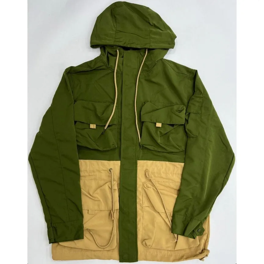 Rebel Minds Nylon Full-Zip Hoodie Jacket (Olive) 122-532