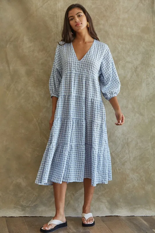 Riley Gingham V-Neck Dress