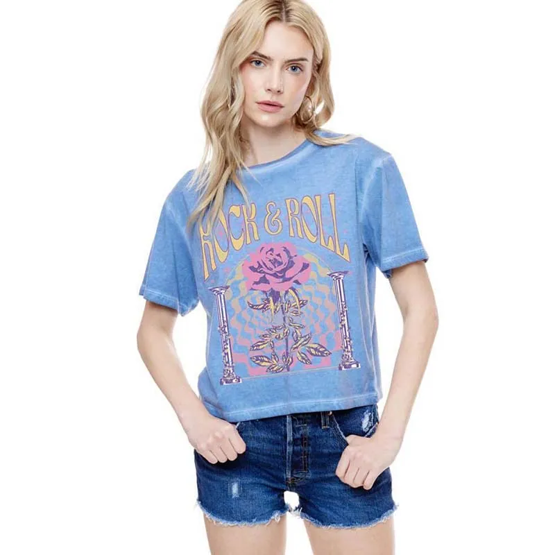 Rock 'N Roll Cropped Short Sleeve T-Shirt