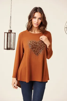 Saloos Leopard Heart Embellished Top