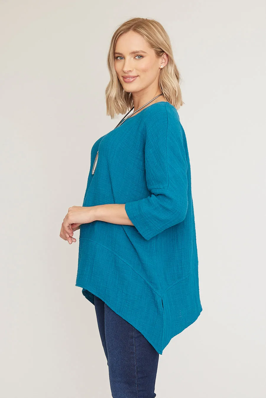 Saloos Soft Cotton Texture Top with Necklace