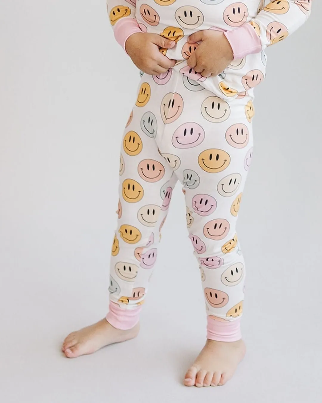 Smiley Bamboo Two Piece Set | Pink