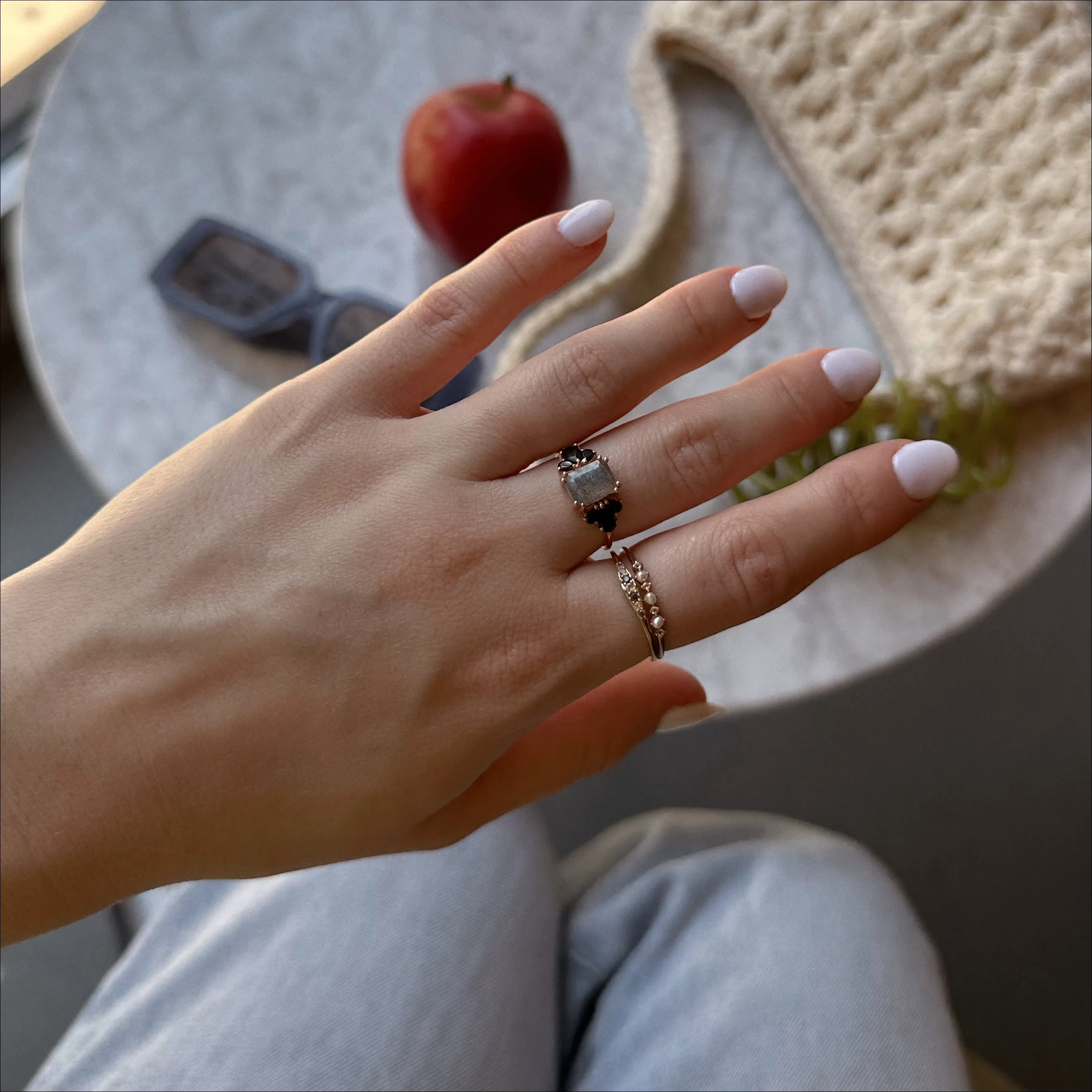 Solid Gold Classic Salt and Pepper Diamond Ring