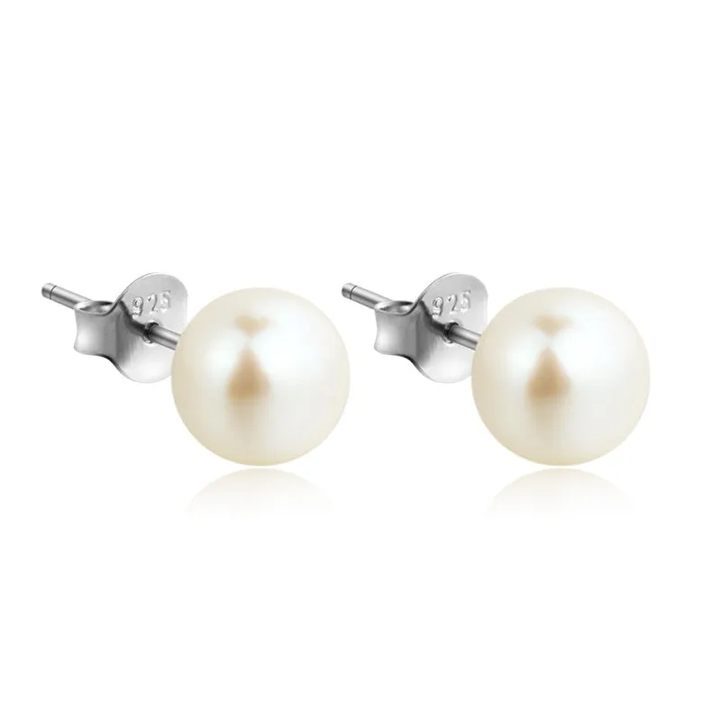 Sterling silver cute simple pearl earring