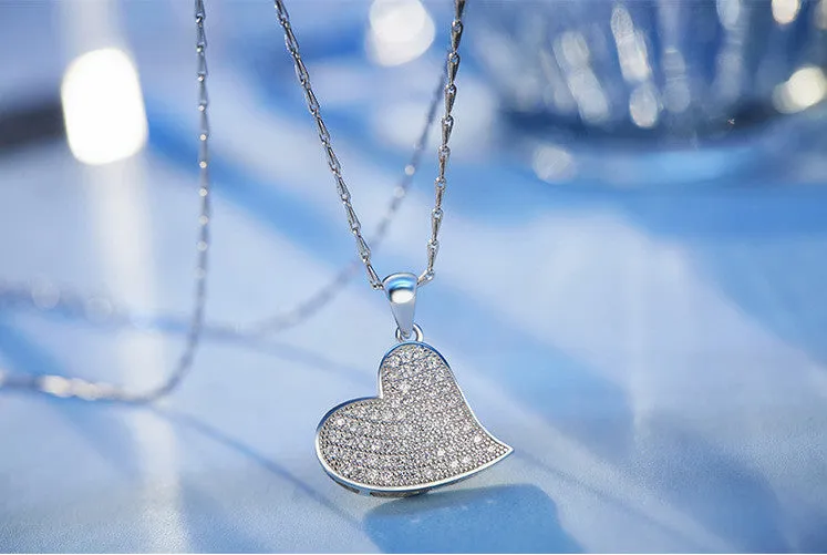 Sterling silver sleepy heart necklace