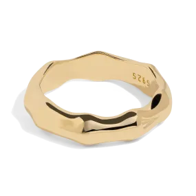 THE BAMBOO RING - Solid 14k yellow gold