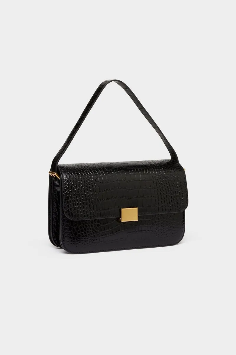 THE CLASSIC SHOULDER BAG - BLACK MOCK PRINT