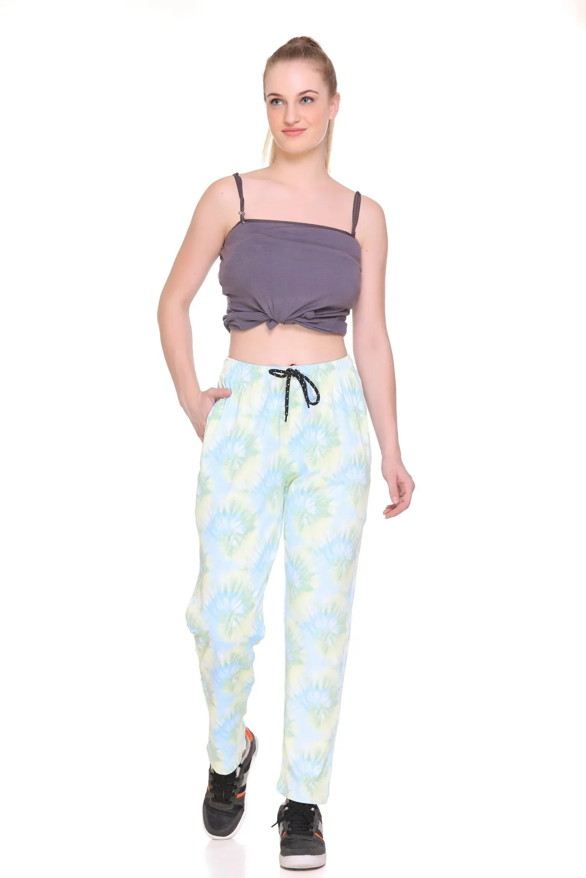 Tie-Dye Night Pajamas For Women - Blue & Yellow