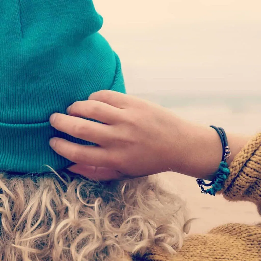 turquoise chip // unisex leather wrap bracelet - choker