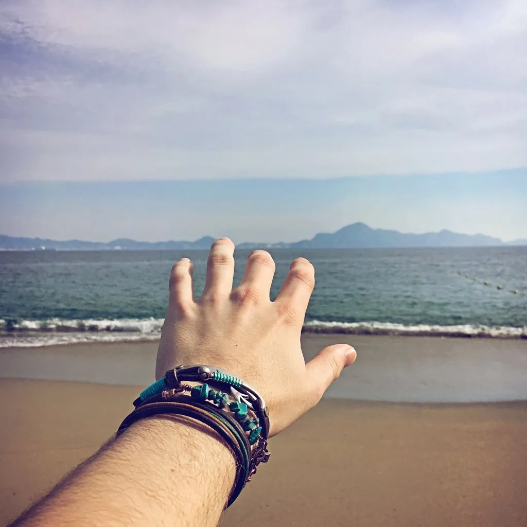 turquoise chip // unisex leather wrap bracelet - choker