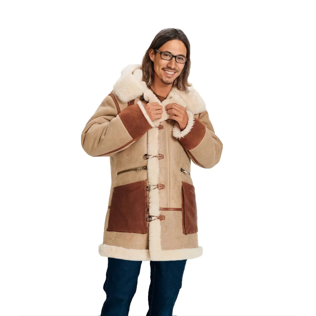 UGG Yates Shearling Hooded Sand Coat - Men's