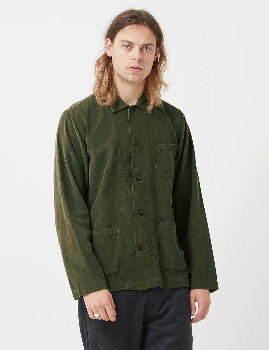 Universal Works Bakers Overshirt (Fine Cord) - Green