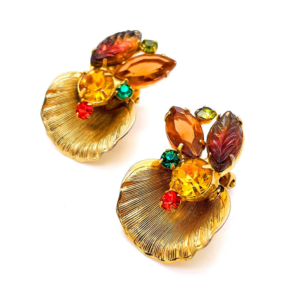 【USA輸入】ヴィンテージ オータム ビジュー イヤリング/Vintage Autumn Bijou Clip On Earrings