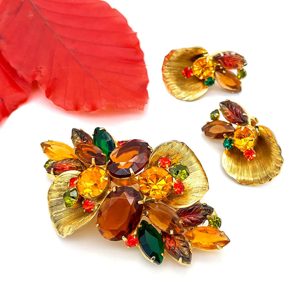 【USA輸入】ヴィンテージ オータム ビジュー イヤリング/Vintage Autumn Bijou Clip On Earrings