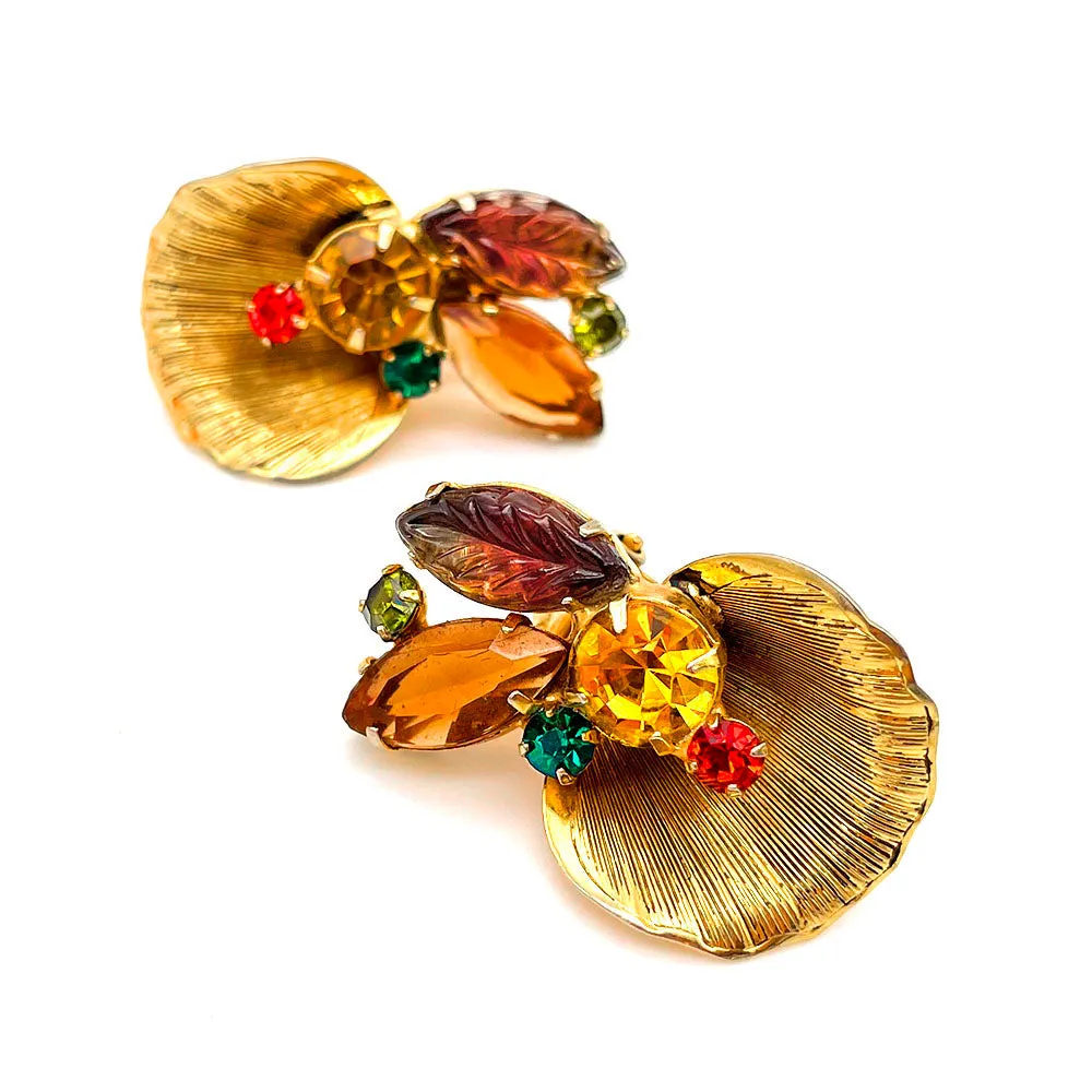 【USA輸入】ヴィンテージ オータム ビジュー イヤリング/Vintage Autumn Bijou Clip On Earrings