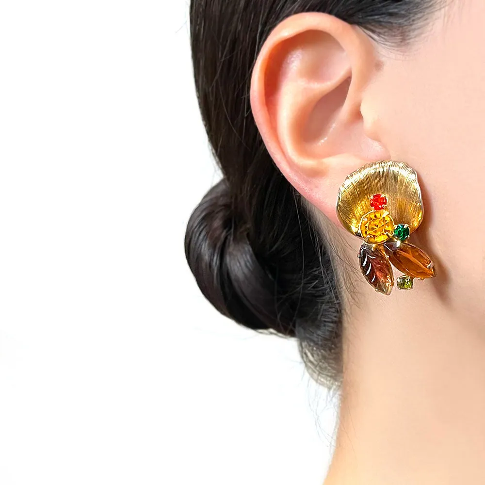 【USA輸入】ヴィンテージ オータム ビジュー イヤリング/Vintage Autumn Bijou Clip On Earrings