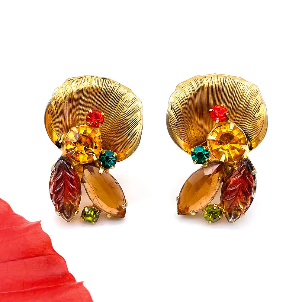 【USA輸入】ヴィンテージ オータム ビジュー イヤリング/Vintage Autumn Bijou Clip On Earrings