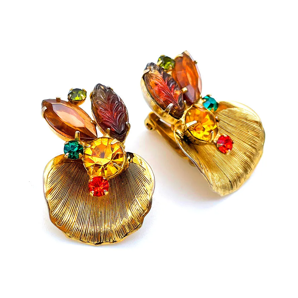 【USA輸入】ヴィンテージ オータム ビジュー イヤリング/Vintage Autumn Bijou Clip On Earrings