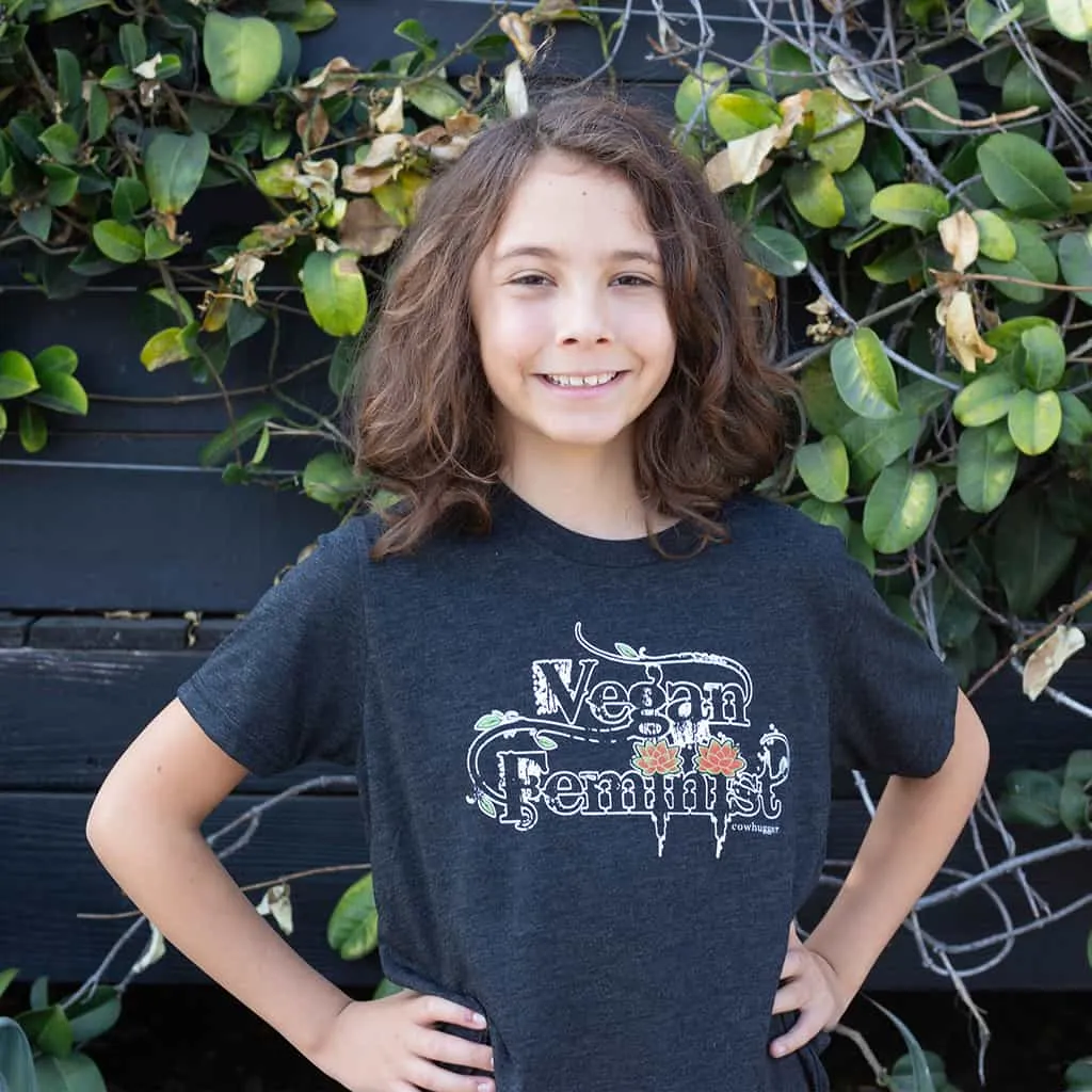 Vegan Feminist Youth Tee - Black