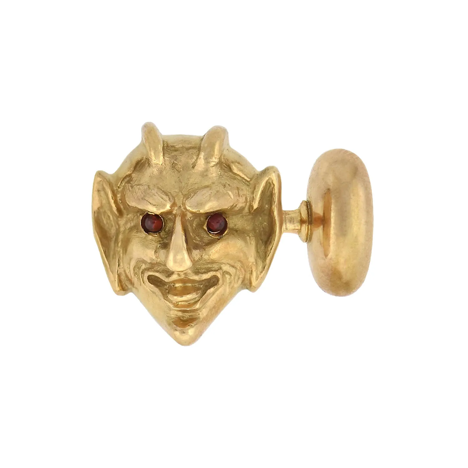 Victorian 14kt Gold 3-Dimensional Ruby Devil Face Cufflinks