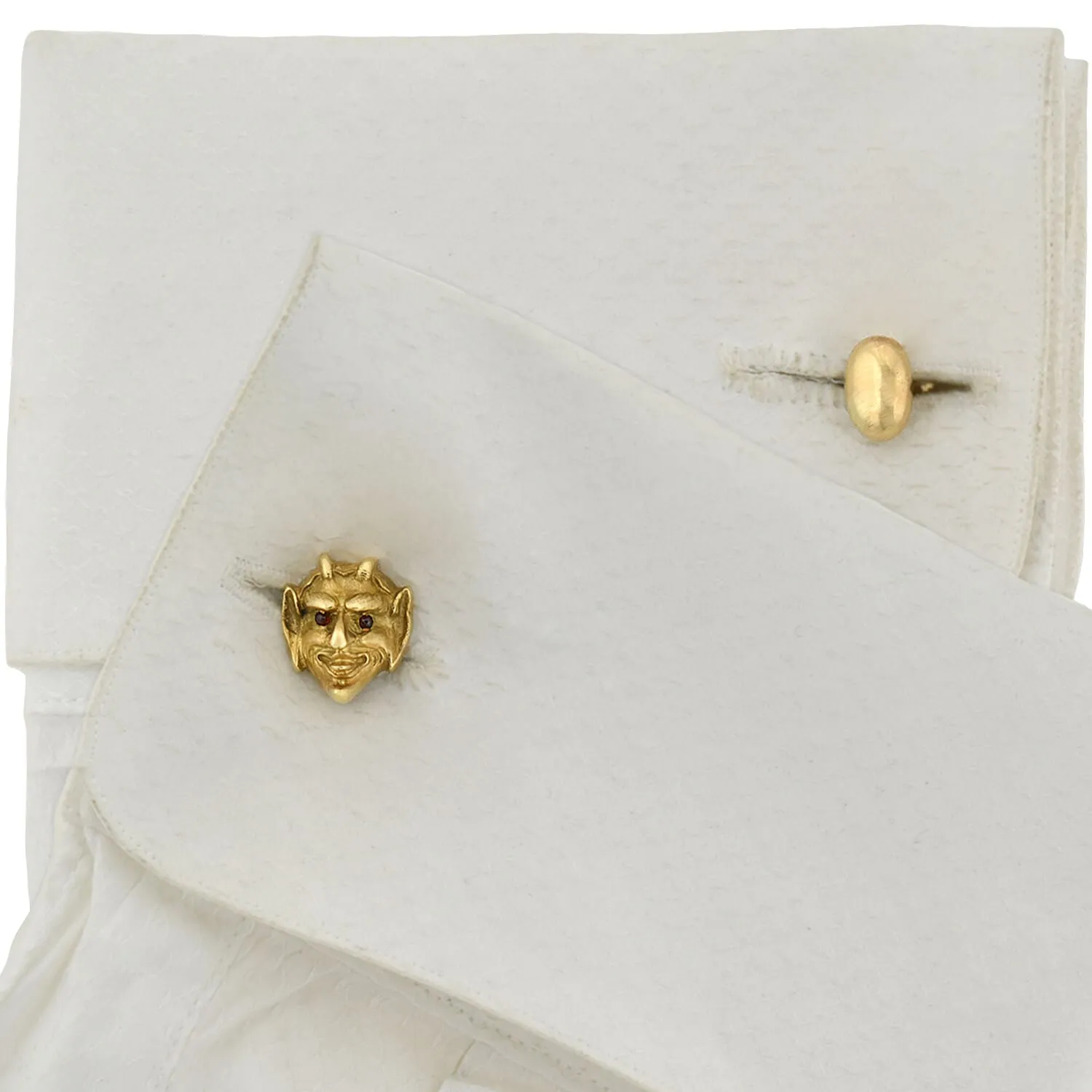 Victorian 14kt Gold 3-Dimensional Ruby Devil Face Cufflinks