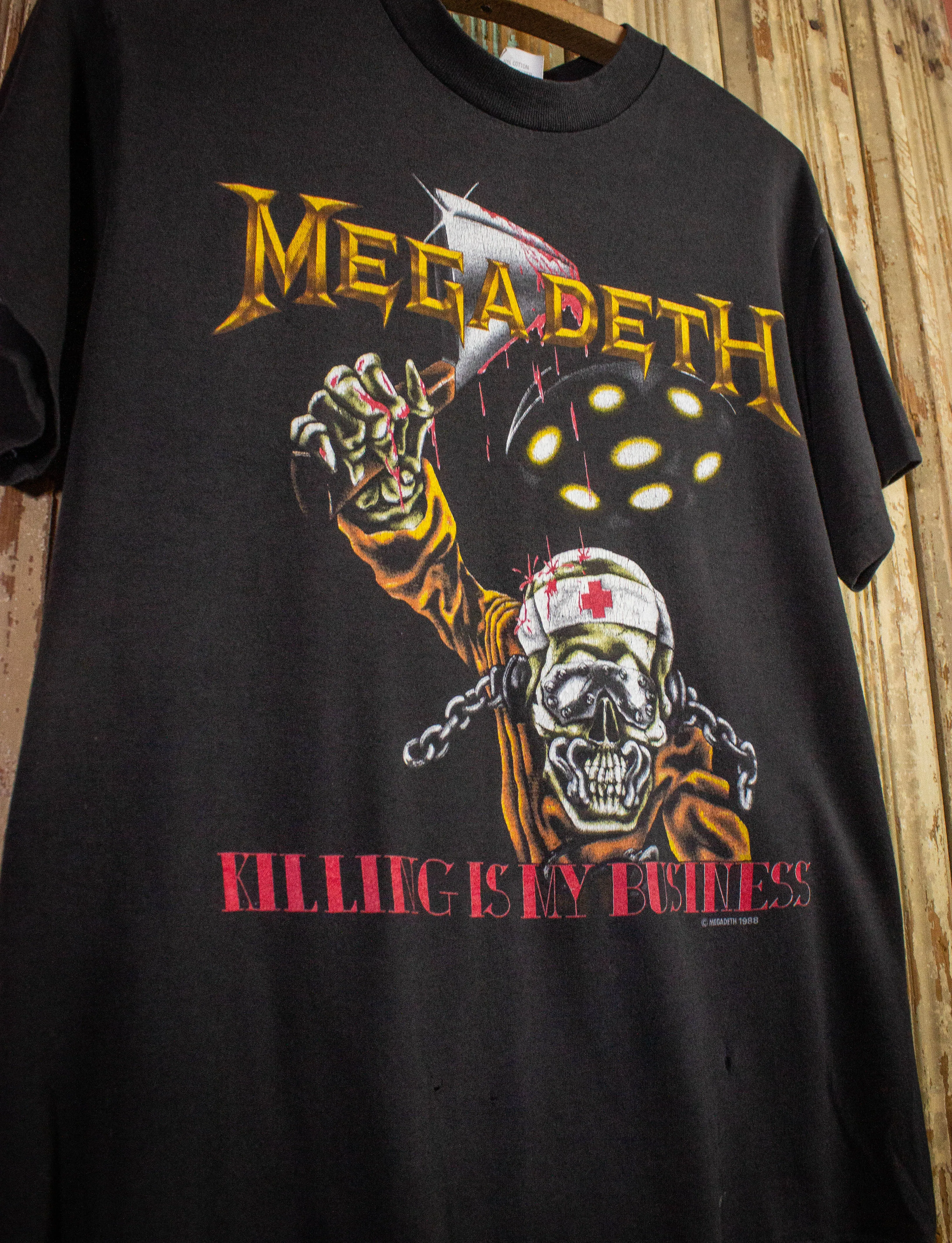 Vintage Megadeth Killing is My Business Concert T Shirt 1988 Black Medium