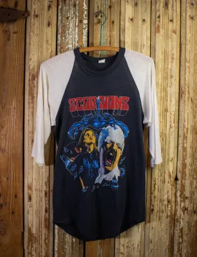 Vintage Scorpions World Tour Raglan Concert T Shirt 1984 Black and White Small