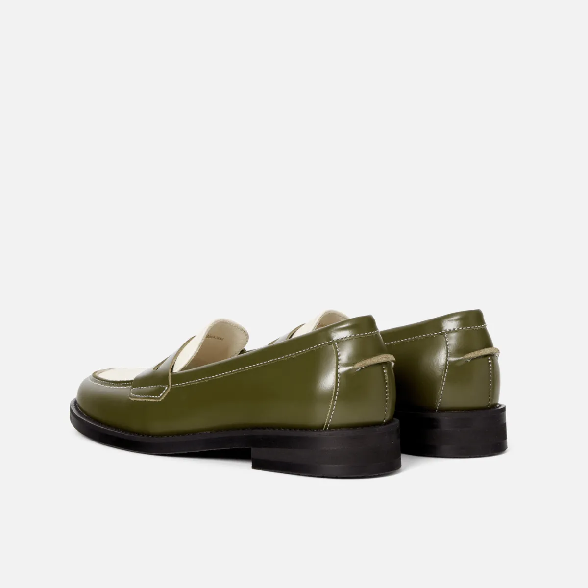 Wilde Olive   White Penny Loafer - Women's