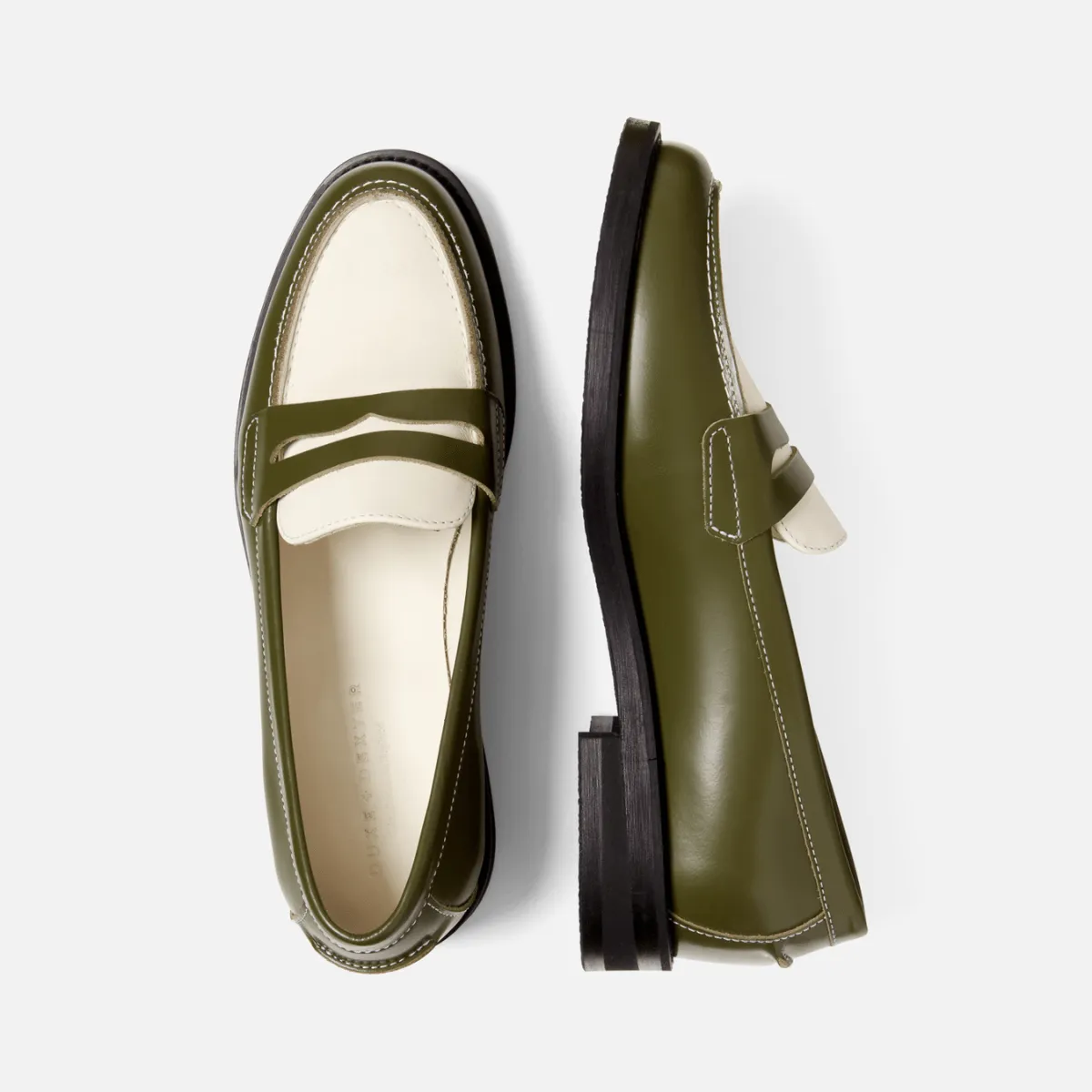 Wilde Olive   White Penny Loafer - Women's