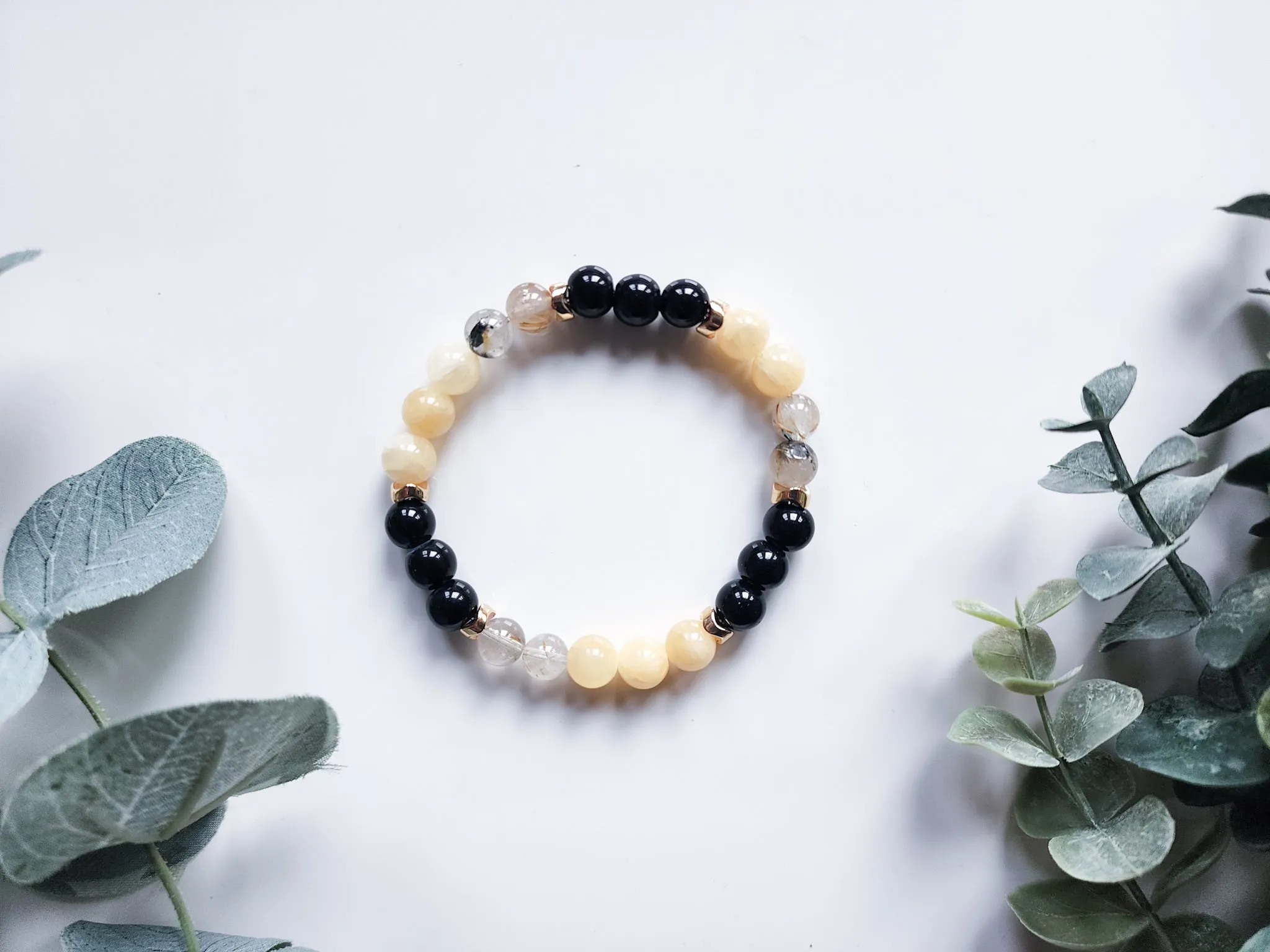 Wizard Collection - Gold & Black House || Rutilated Quartz, Yellow Calcite, Onyx