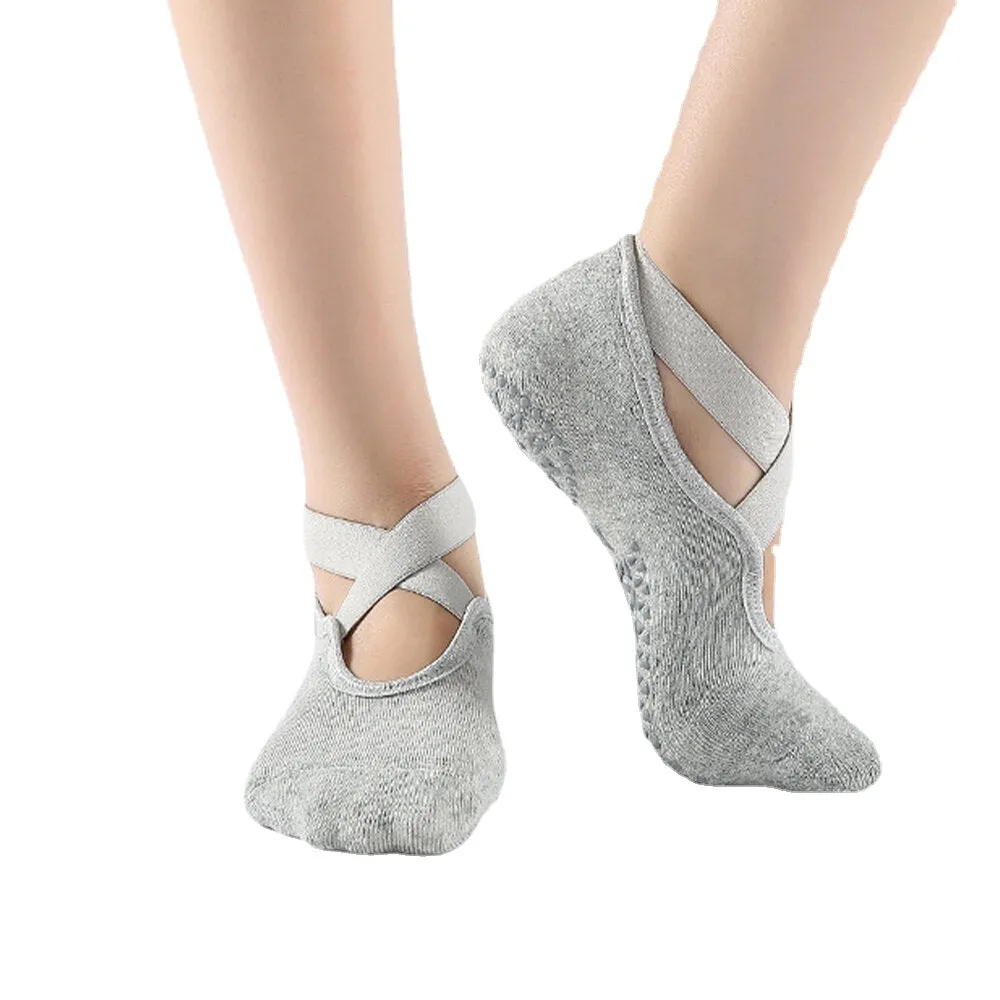 Women Cross-belt Thickened Non-slip Dispensing Open Toe Yoga Socks Sports Fitness Dance Socks