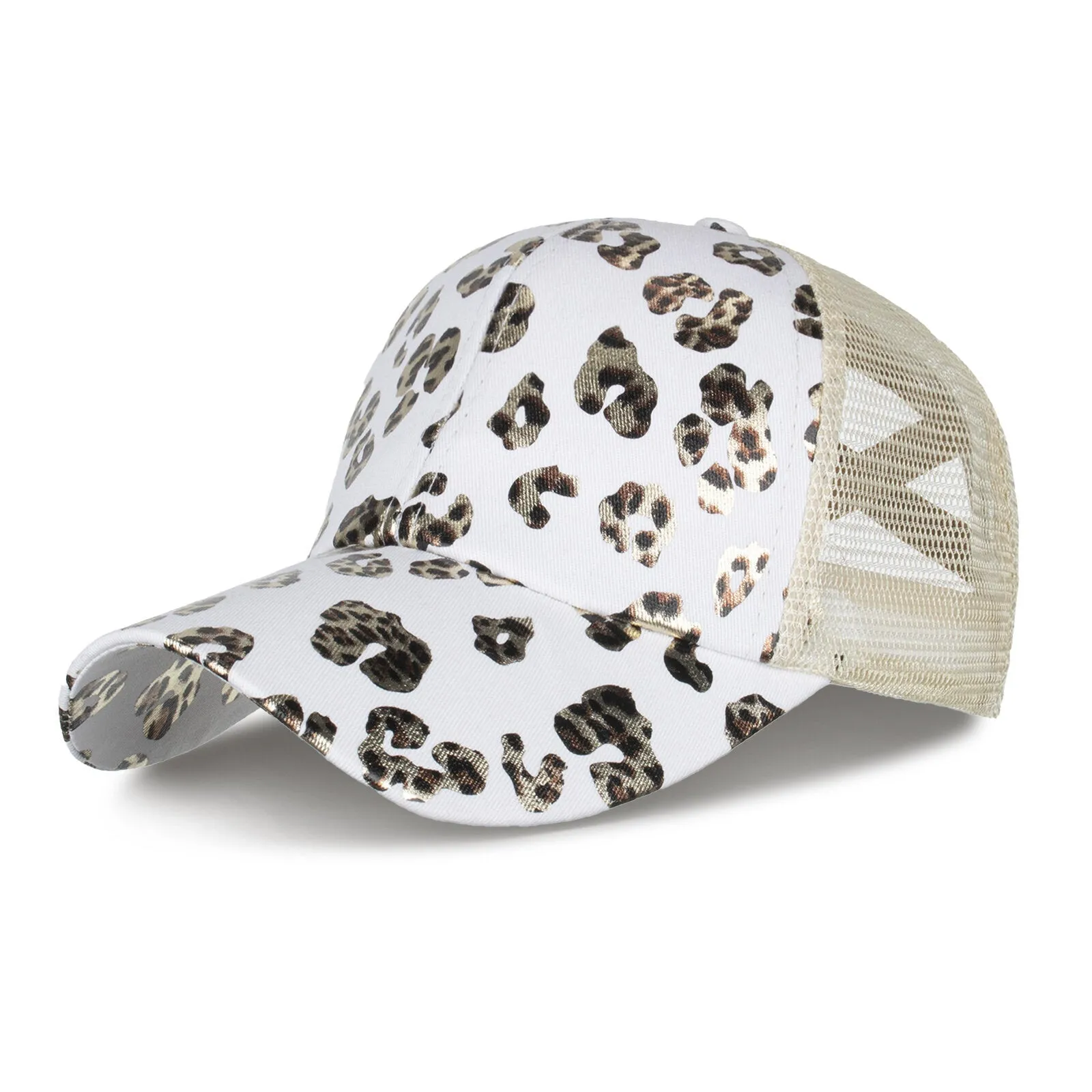 Women's Polyester Mesh Leopard Splicing Fashion Baseball Cap Casual Sunhat