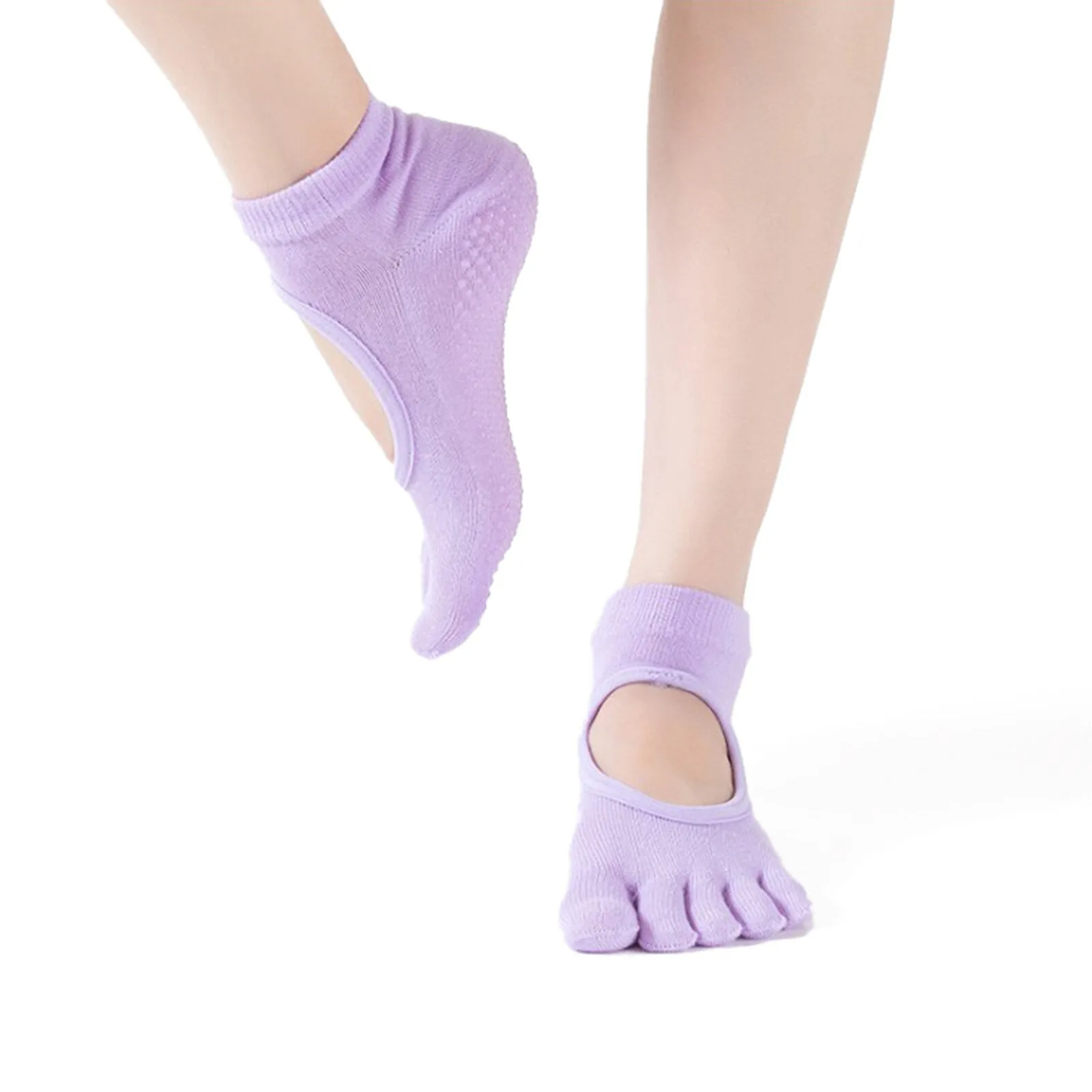 Women's Pure Cotton Breathable Sweat Absorbing Anti-Motor Yoga Socks Backless Open Toe Yoga Socks