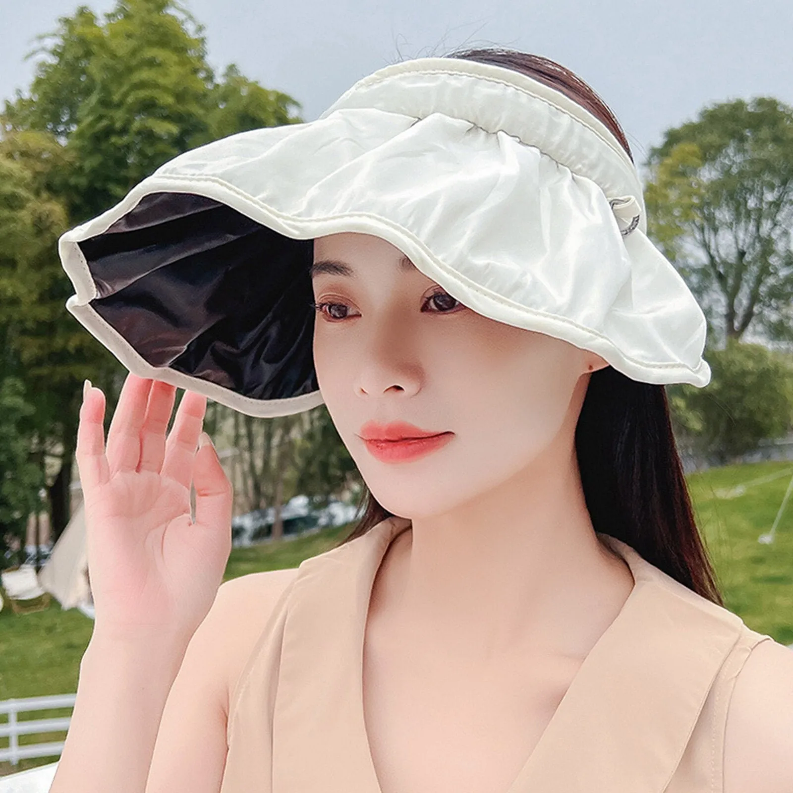 Women's Pure Cotton Outdoor Leisure Holiday Shell Empty Top Hat Sun Hat