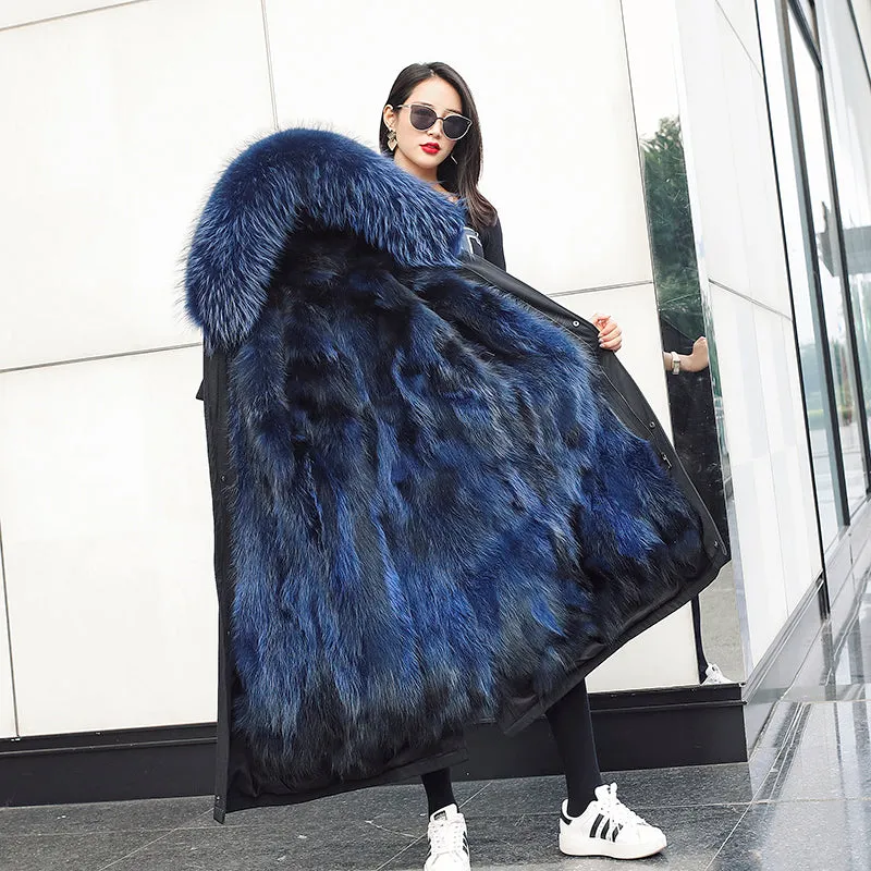 Women's Raccoon Fur Parka Coat,3-in-1 Parka,Winter Coat,Parkas with Raccoon Fur,Raccoon Fur Winter Parka,Hooded Fur Parka,Fur Jacket Parka