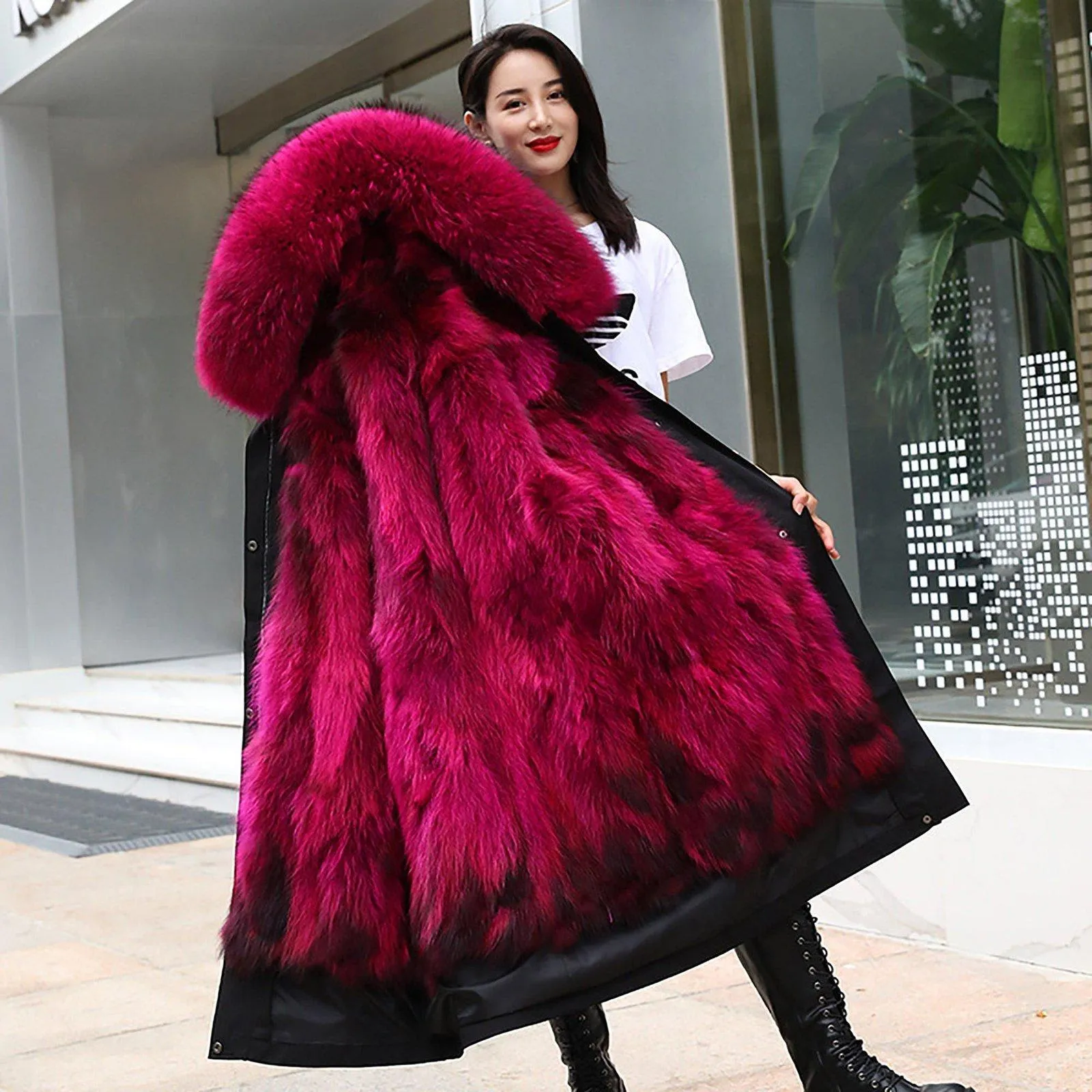 Women's Raccoon Fur Parka Coat,3-in-1 Parka,Winter Coat,Parkas with Raccoon Fur,Raccoon Fur Winter Parka,Hooded Fur Parka,Fur Jacket Parka