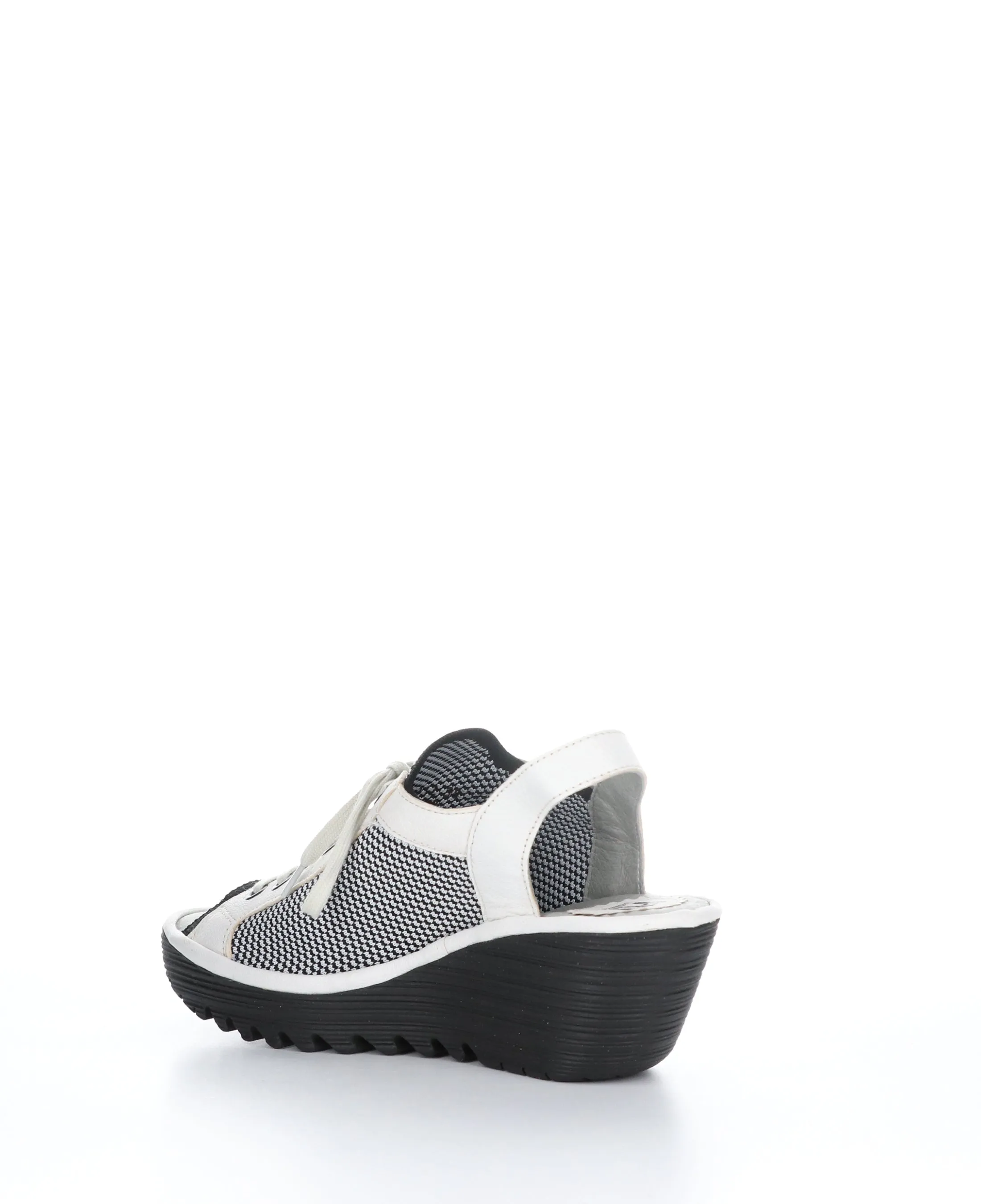 YEDU158FLY 012 WHITE/BLACK Round Toe Sandals